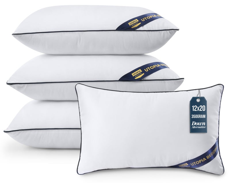 Utopia Bedding Throw Pillow Inserts Pack of 4 White 12 x 20 Inches Decorative Indoor Pillows for Sofa Bed Couch Cushion Sham Stuffer