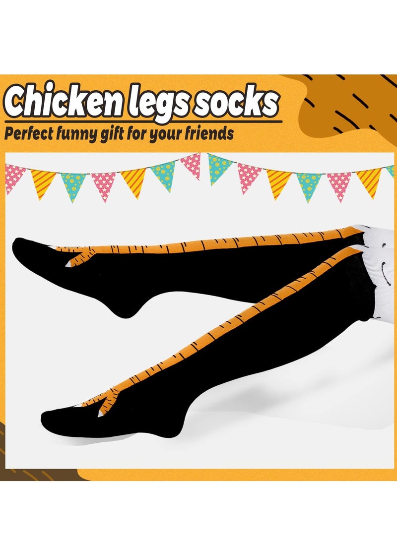 Barakah 2 PCS Chicken Leg Socks, Chicken Feet Stockings, Funny Chicken Socks Women, Cotton Knee Thigh High Socks Novelty Pattern Athletic Socks for Women Girls Striped Cosplay Socks Funny Gifts - Image 3