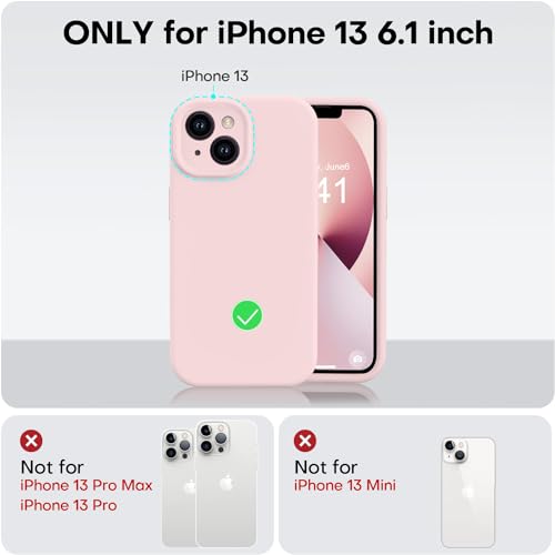 Vooii Compatible with iPhone 13 Case, Liquid Silicone Upgrade [Camera Protection] [Soft Anti-Scratch Microfiber Lining] Shockproof Phone Case for iPhone 13 6.1 inch - Chalk Pink - Image 5