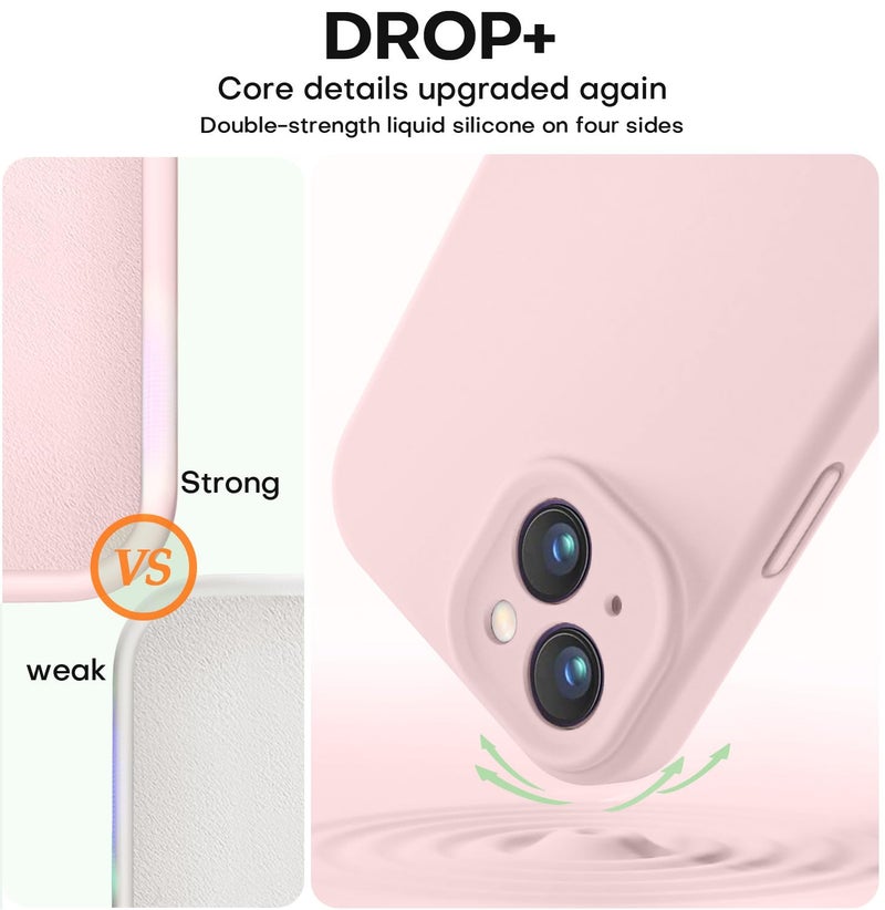 Vooii Compatible with iPhone 13 Case, Liquid Silicone Upgrade [Camera Protection] [Soft Anti-Scratch Microfiber Lining] Shockproof Phone Case for iPhone 13 6.1 inch - Chalk Pink - Image 4