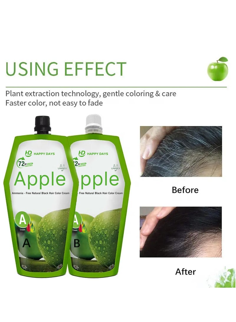 pple Ammonia free Natural Black hair color cream (500ml cream 500ml Developer)