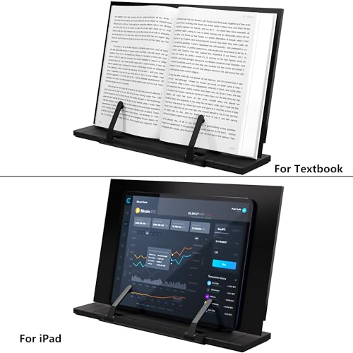 Readaeer Metal Book Stand for Desk Portable Document Holder for Cook Book, Music Book, iPad, Laptop, Reading Rest with 7 Adjustable Positions and Page Paper Clips - Image 5