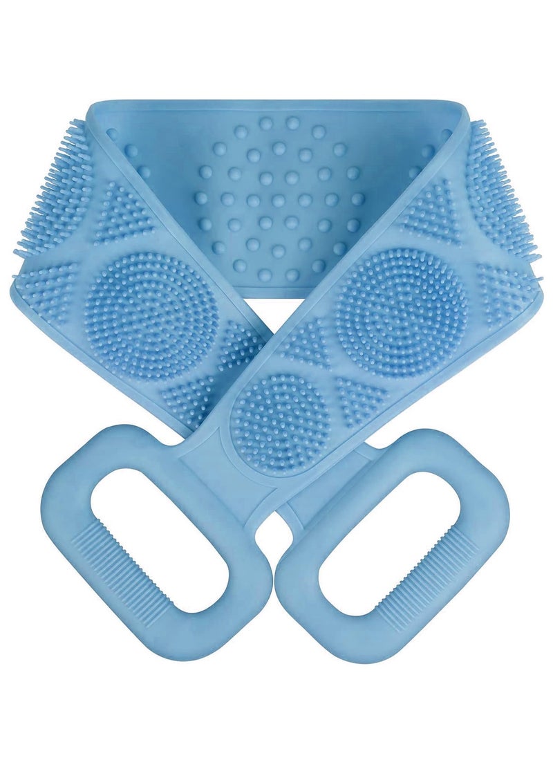 Plan A - Double Sided Silicone Bath Brush, Deep Cleansing and Massage, Exfoliating Loofah for Dead Skin Removal, Easy to Clean, Suitable for All Ages, Perfect for Bathing Baby, Men and Women (Blue) - Image 1