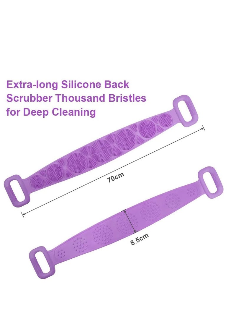 Plan A - Double Sided Silicone Bath Brush, Deep Cleansing and Massage, Exfoliating Loofah for Dead Skin Removal, Easy to Clean, Suitable for All Ages, Perfect for Bathing Baby, Men and Women (Blue) - Image 1
