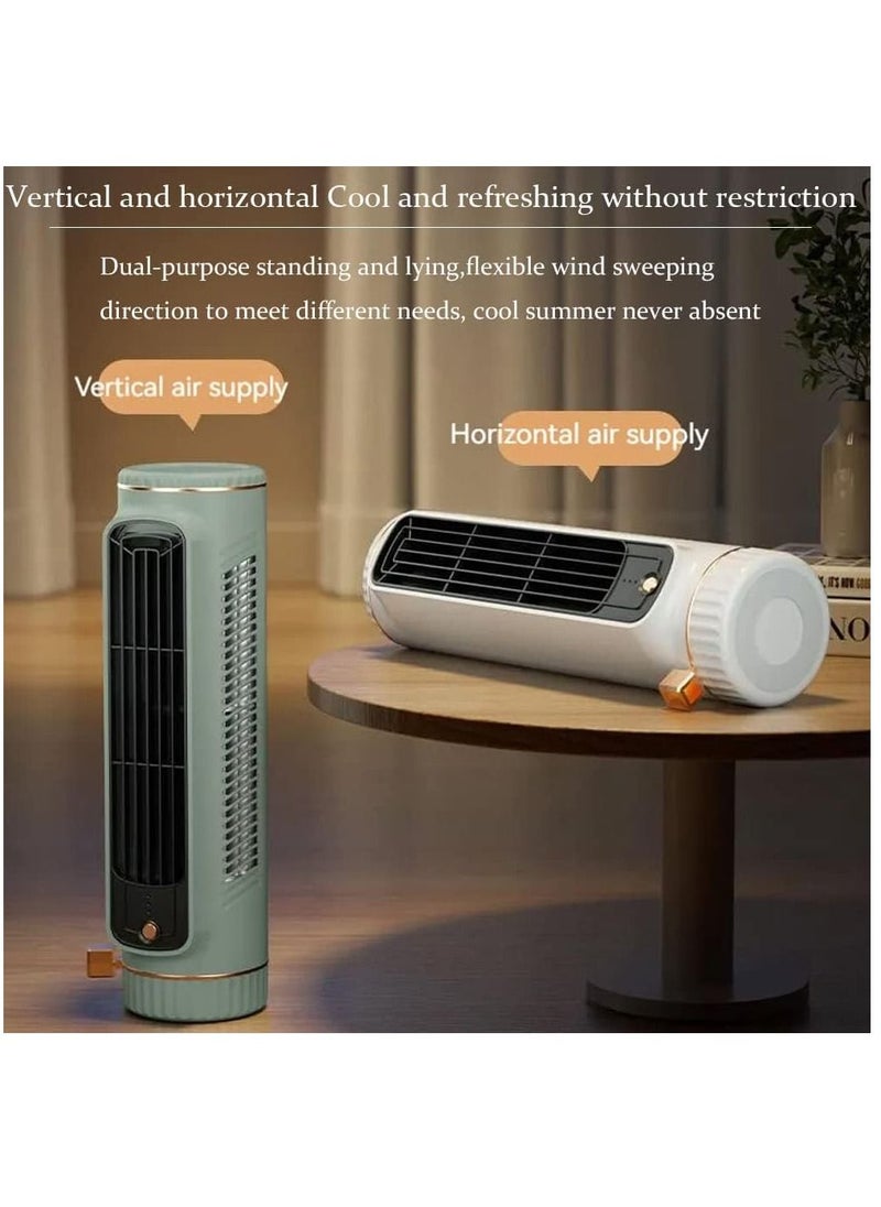 Portable Desk Table Fan with 3 Speeds 11 Inch Personal Small Bladeless Quiet USB Powered Vertical Air Conditioning for Bedroom Home Office Desktop