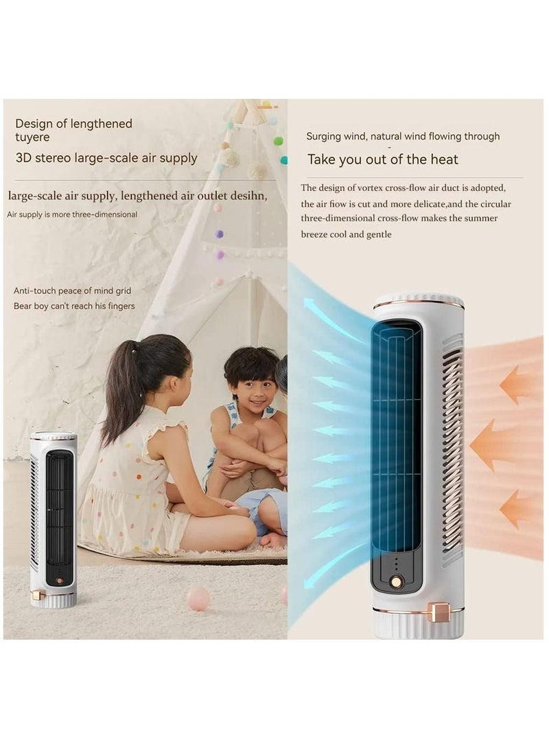 NIBEMINENT Portable Desk Table Fan with 3 Speeds 11 Inch Personal Small Bladeless Quiet USB Powered Vertical Air Conditioning for Bedroom Home Office Desktop  - Image 3
