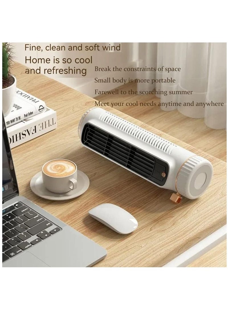 NIBEMINENT Portable Desk Table Fan with 3 Speeds 11 Inch Personal Small Bladeless Quiet USB Powered Vertical Air Conditioning for Bedroom Home Office Desktop  - Image 4