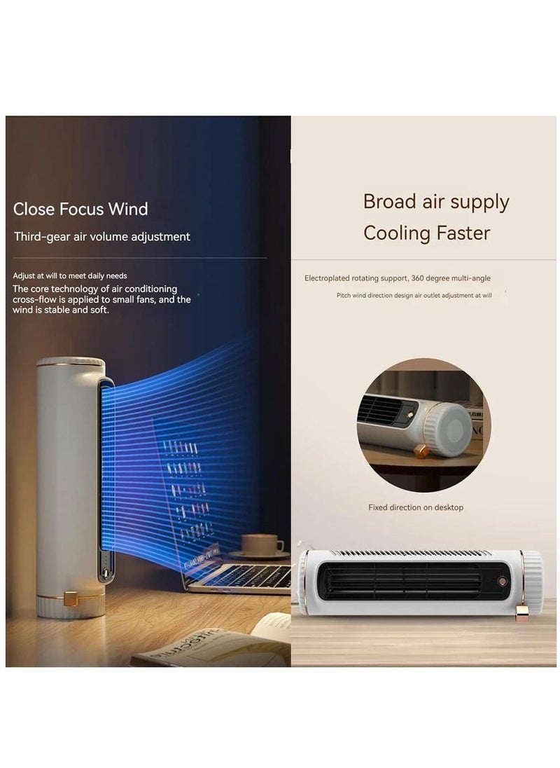 NIBEMINENT Portable Desk Table Fan with 3 Speeds 11 Inch Personal Small Bladeless Quiet USB Powered Vertical Air Conditioning for Bedroom Home Office Desktop  - Image 5