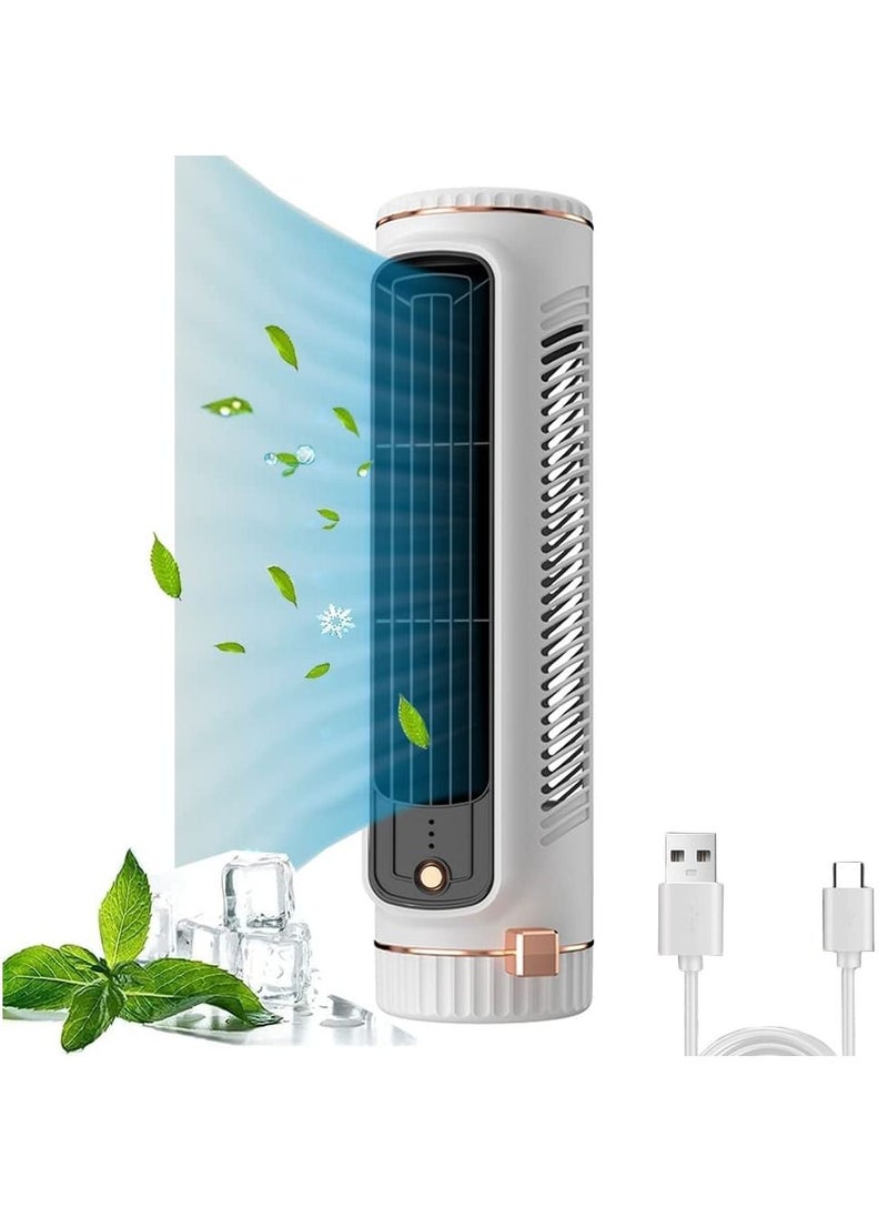 NIBEMINENT Portable Desk Table Fan with 3 Speeds 11 Inch Personal Small Bladeless Quiet USB Powered Vertical Air Conditioning for Bedroom Home Office Desktop  - Image 1