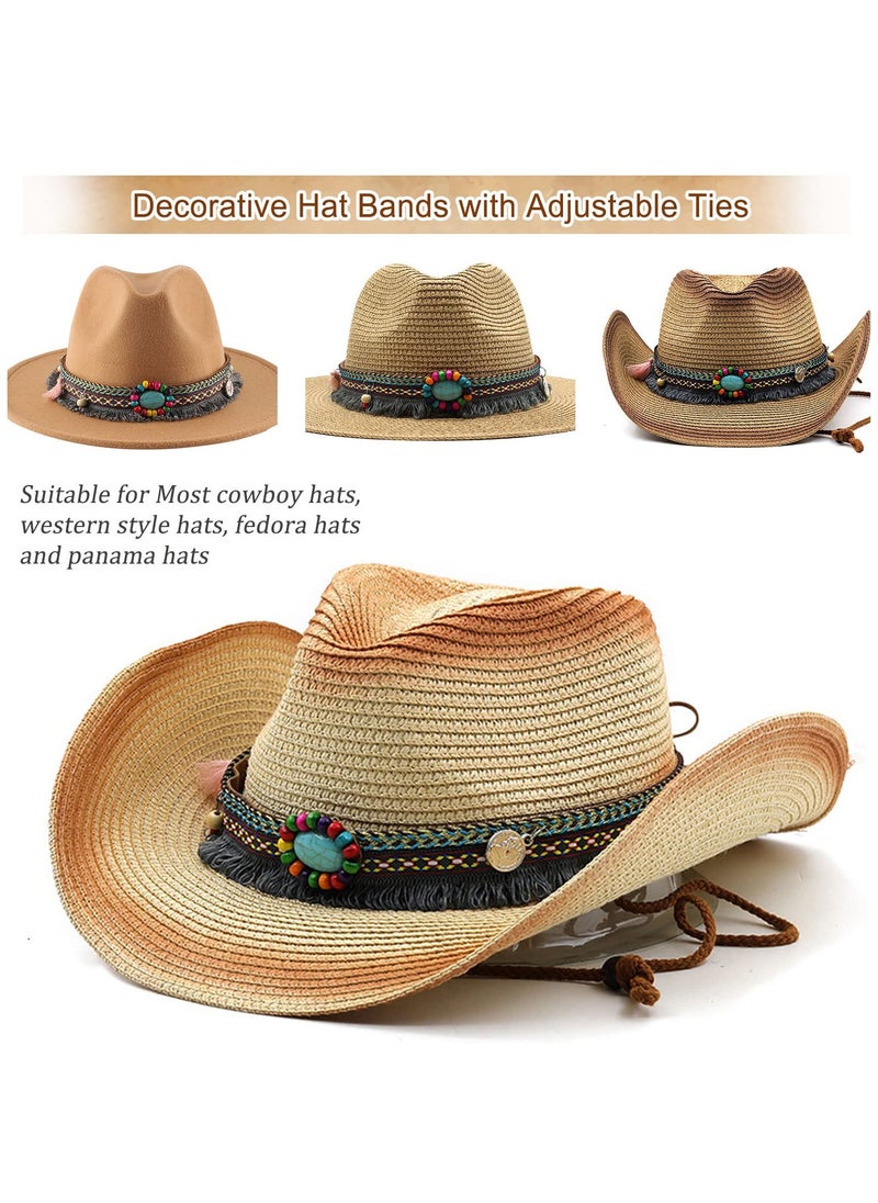 SYOSI - Adjustable Cowboy Hat Bands, Handmade, Soft PU Leather, Western Style, Universal Fit for Fedora, Cowboy, Straw Hats - Image 1