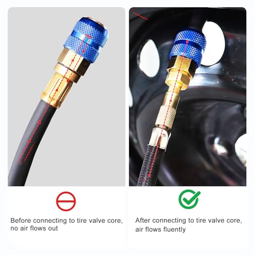 PUIBERS 2PCS Locking Air Chuck,1/4" FNPT Brass Closed Flow Tire Chuck Quick Connect, Tire Inflator Nozzle for Air Compressors,Lock On Air Chucks Max Pressure 150 PSI - Image 4