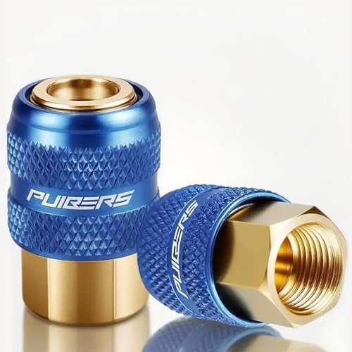 PUIBERS 2PCS Locking Air Chuck,1/4" FNPT Brass Closed Flow Tire Chuck Quick Connect, Tire Inflator Nozzle for Air Compressors,Lock On Air Chucks Max Pressure 150 PSI - Image 1