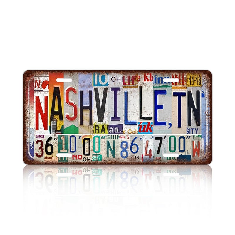 kengtou Vintage Nashville, TN License Plate Wall Decor - Image 1