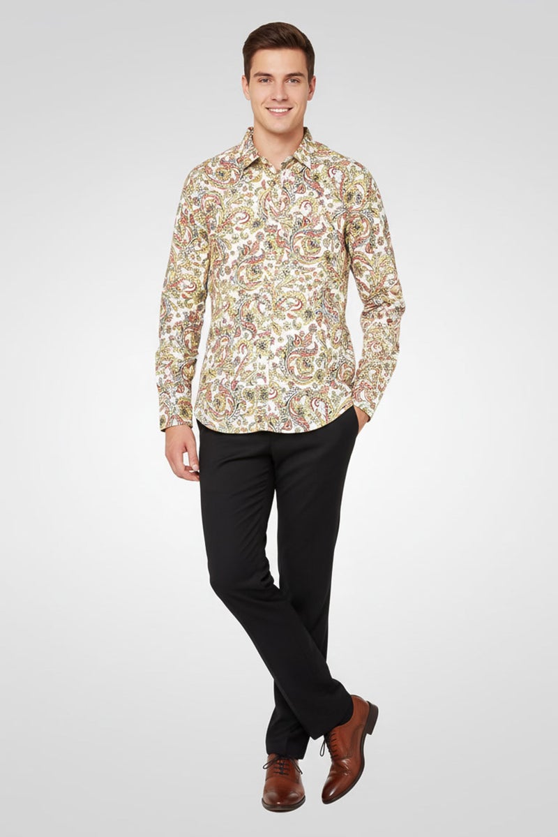 Replay Men Regular Fit Floral Print Long Sleeves Shirt, Muticolor - Image 1