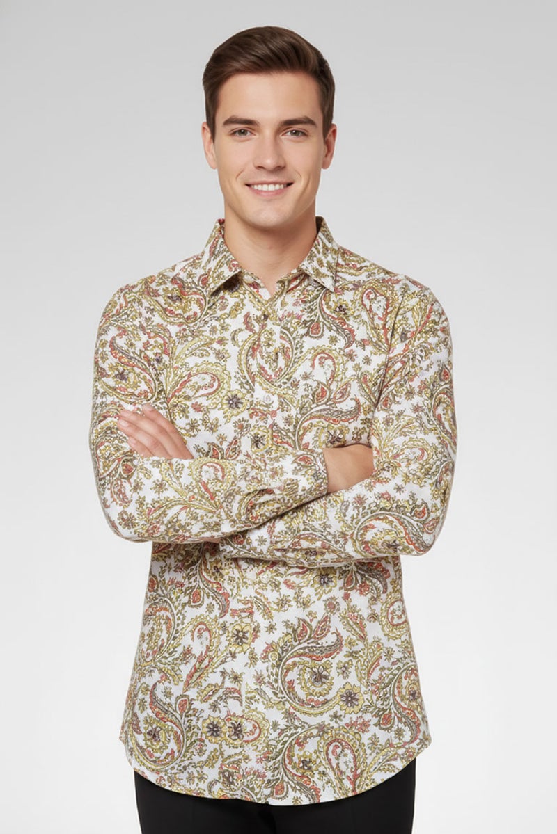 Replay Men Regular Fit Floral Print Long Sleeves Shirt, Muticolor - Image 1