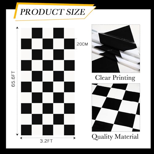 Remagr Racetrack Floor Running Black Racer Party Decoration Mat Road Table Runner Long Racetrack Tablecloth Drag for Party66 ft x 3 ft - Image 5