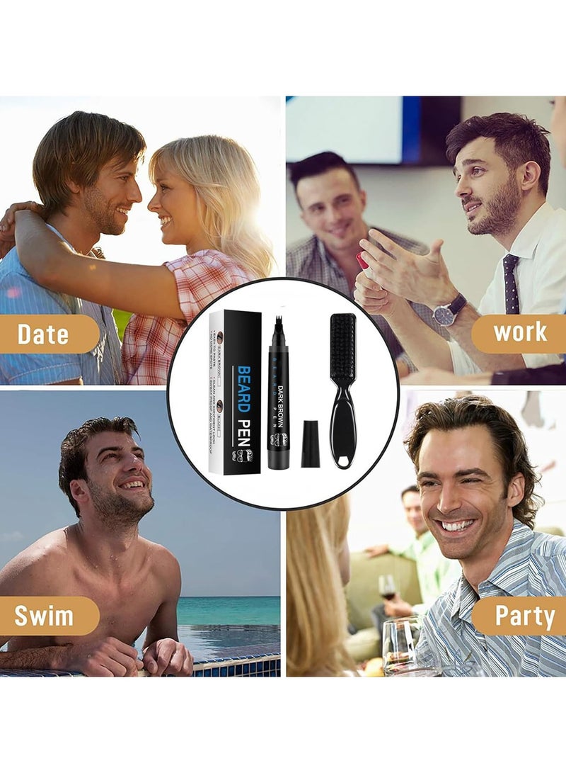 EELHOE Beard Pen Set Micro Prongs Beard Filler Pencil Long-Lasting Wear-Resistant Easy to Install Mustache Coloring Shaping Tools - Image 4
