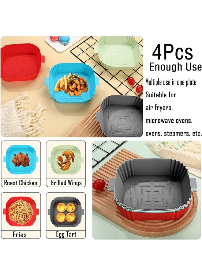 كابتن تيك 4 قطع من بطانات المقلاة الهوائية، سيليكون آمن للطعام، قابلة لإعادة الاستخدام، سهلة التنظيف، مناسبة للفرن/الميكروويف/المقلاة الهوائية/البخار. - Image 3