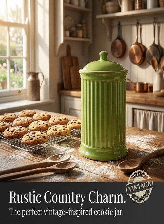 Omniware Simsbury XL Canister, 120oz Stoneware Kitchen Storage Jar with Lid - Large Airtight Container for Baking Essentials, Rustic Ceramic Canister for Coffee, Sugar, or Snacks (Citron) - Image 4