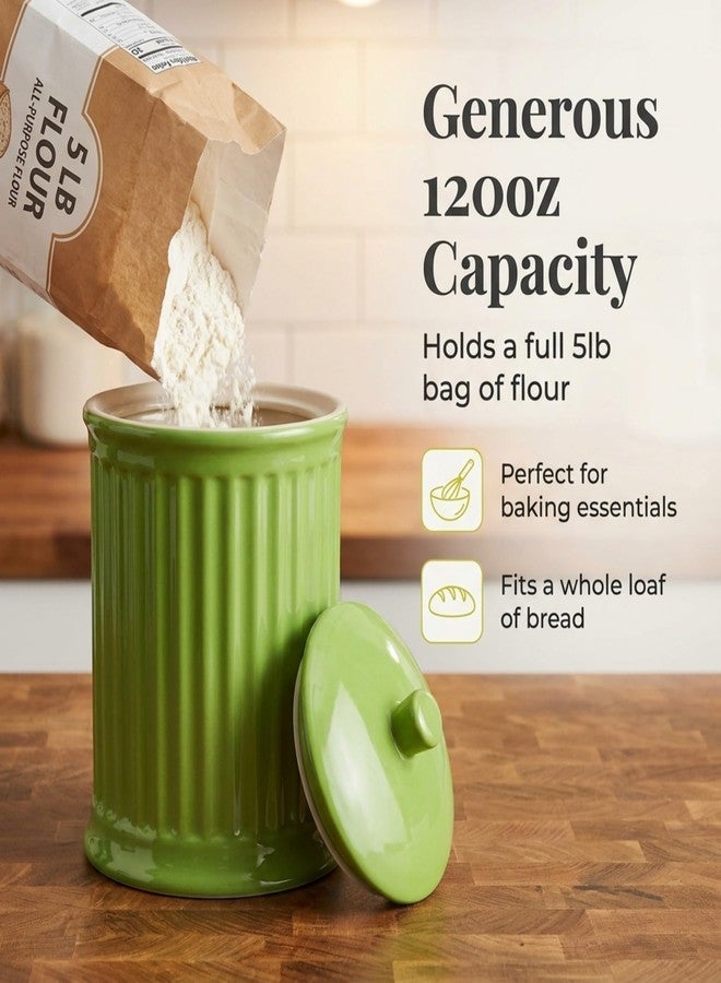 Omniware Simsbury XL Canister, 120oz Stoneware Kitchen Storage Jar with Lid - Large Airtight Container for Baking Essentials, Rustic Ceramic Canister for Coffee, Sugar, or Snacks (Citron) - Image 5