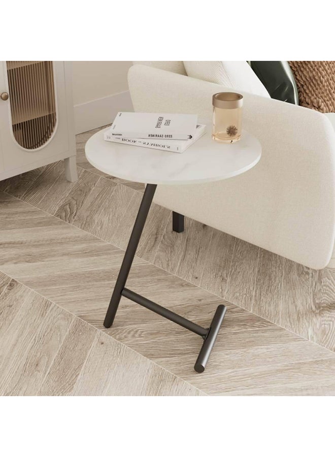 Homzmart Iron and Marble Wood  Black & White - 36×35×53 cm - Image 1