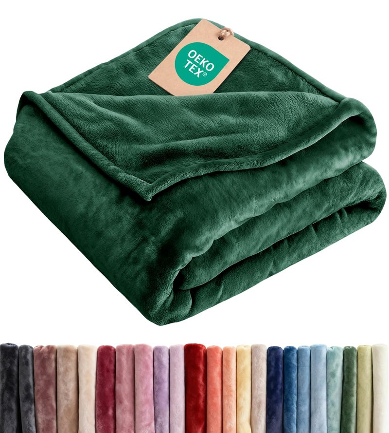 CGK Unlimited Ultra Soft Fleece Blanket Throw Size Flannel Fleece Luxury Throw Blanket Lightweight for Couch Bed Chair Thick Warm Breathable All Season Cozy AntiStatic Microplush Bedding Forest Green - Image 2