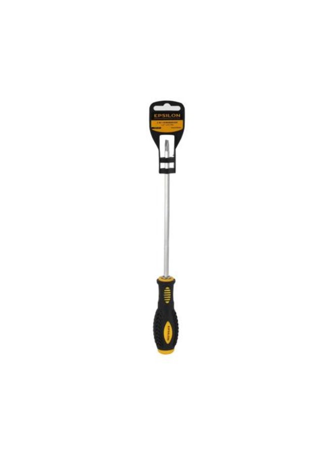 Epsilon 2-in-1 Screwdriver 6mm x 200mm, Double-Ended Reversible Screwdriver Tool, Ergonomic Grip, Anti-Rust Durable Hand Tool for Home, DIY, Mechanics & Professional Use, Black & Yellow - EPST1407 - Image 1