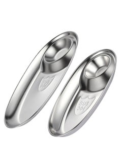 Stainless Steel Chip and Dip Tray Set, 2 Pcs Oval Sauce Dishes for Snacks, Sushi, and Salads, Multifunctional Serving Plates