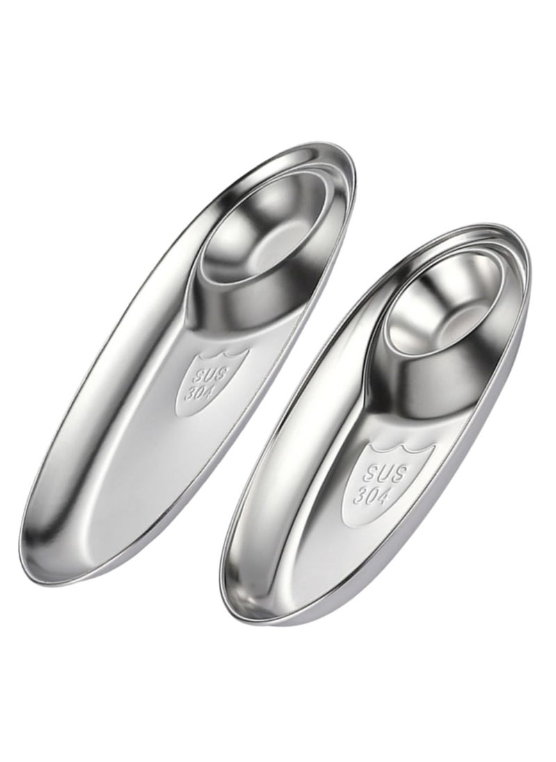 Generic - Stainless Steel Chip and Dip Tray Set, 2 Pcs Oval Sauce Dishes for Snacks, Sushi, and Salads, Multifunctional Serving Plates - Image 1