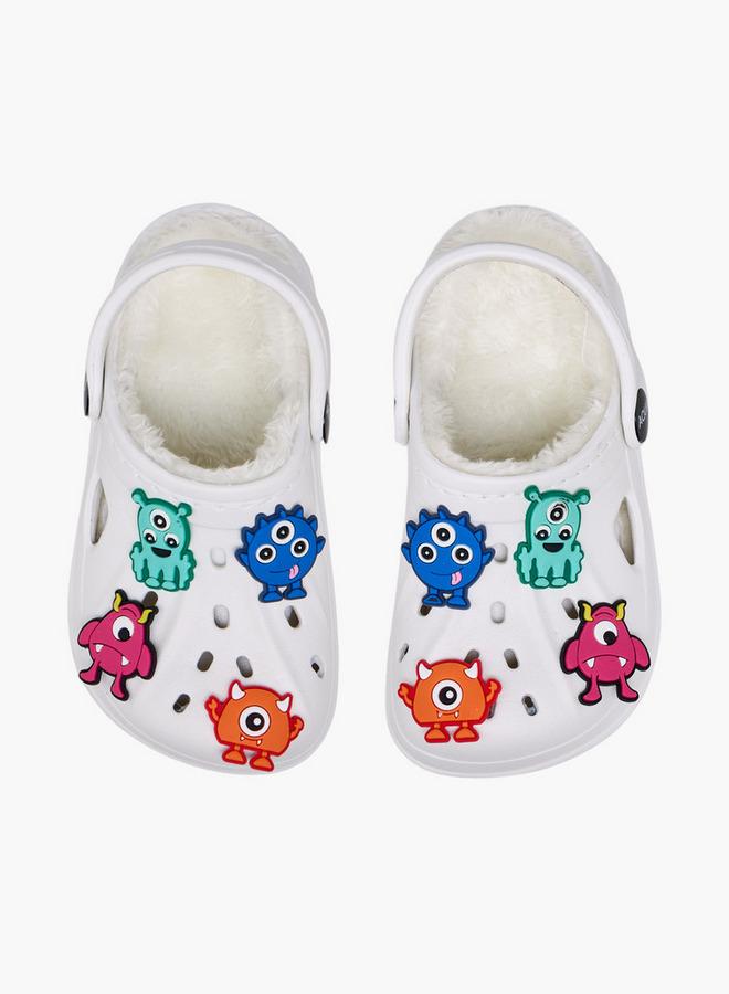 Aqua Boys Fur and Monster Charm Detail Clogs - Image 2