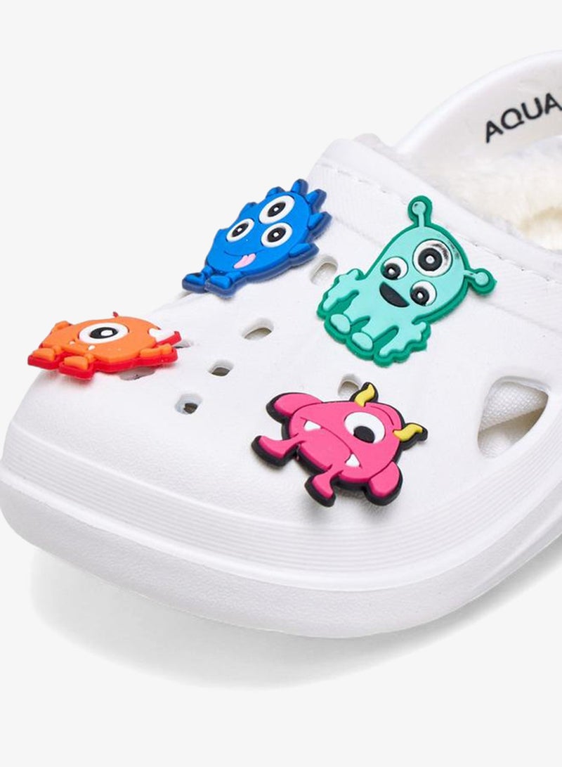 Aqua Boys Fur and Monster Charm Detail Clogs - Image 4