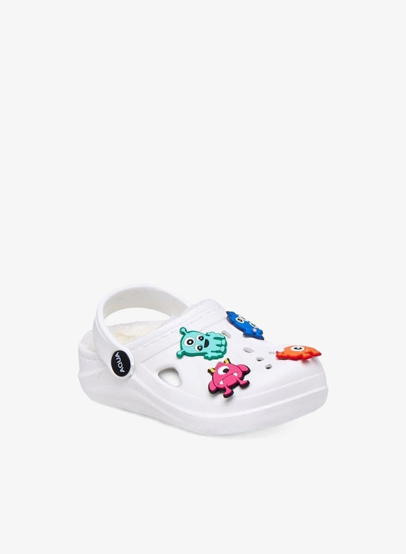 Aqua Boys Fur and Monster Charm Detail Clogs - Image 2