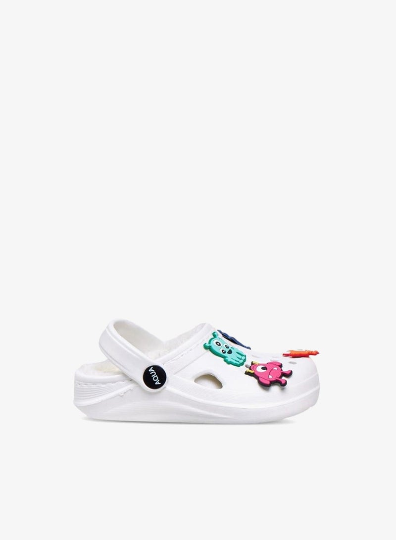 Aqua Boys Fur and Monster Charm Detail Clogs - Image 3
