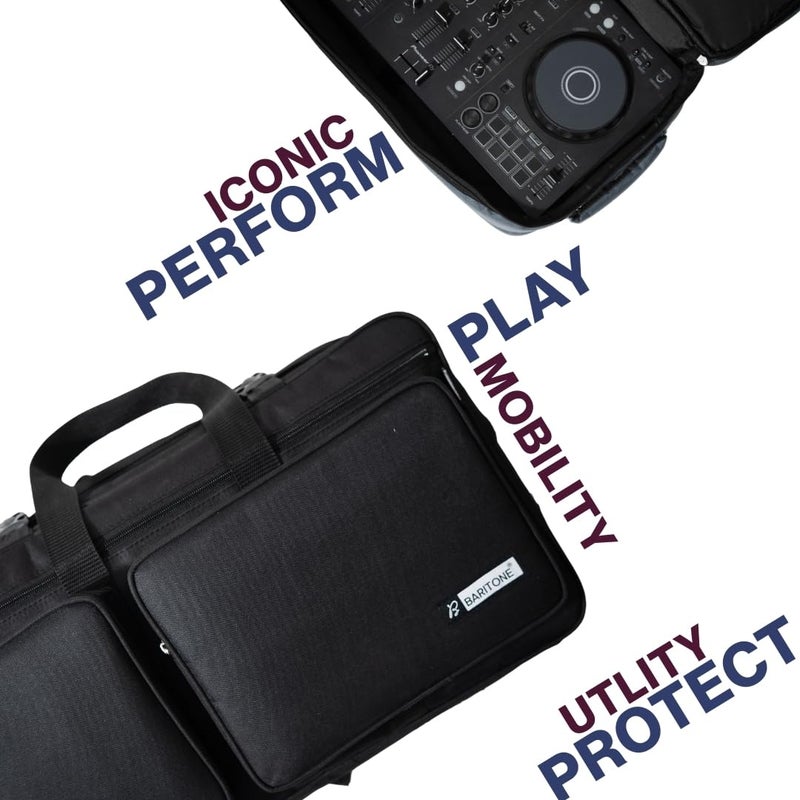 Baritone حقيبة مع قسم للابتوب لوحدة التحكم DJ، غطاء مبطن متوافق مع Pioneer DDJ-FLX4/DDJ-REV1/DDJ-400/DDJ-SB3/DDJ-RB/Roland DJ-202 حقيبة سوداء - Image 5