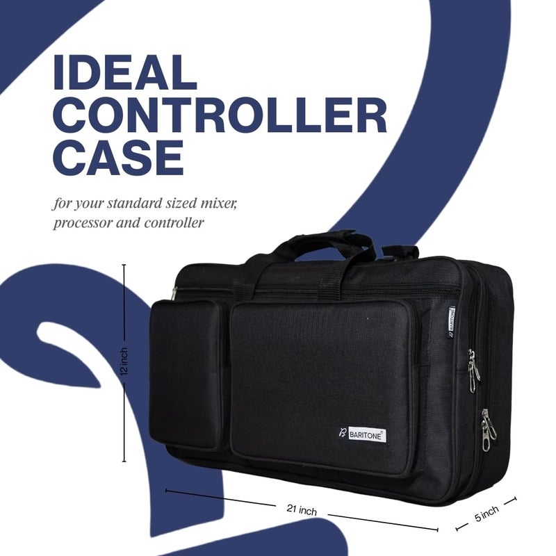 Baritone حقيبة مع قسم للابتوب لوحدة التحكم DJ، غطاء مبطن متوافق مع Pioneer DDJ-FLX4/DDJ-REV1/DDJ-400/DDJ-SB3/DDJ-RB/Roland DJ-202 حقيبة سوداء - Image 2