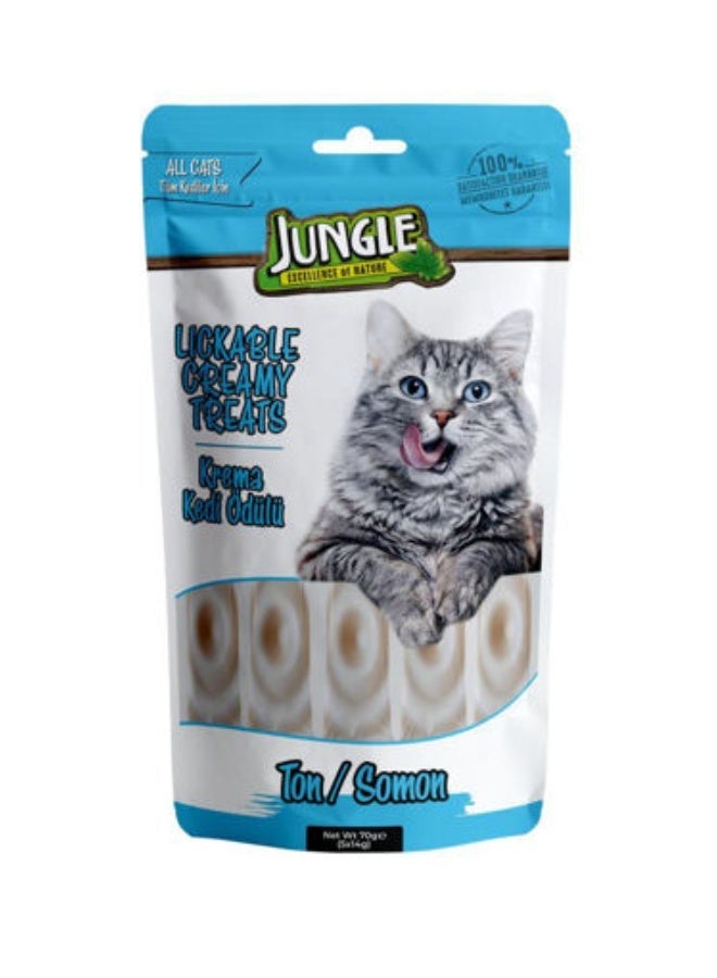 جانغل جائزة قطط الكريمة بنكهة التونة والسلمون في الغابة (عبوتان) - Image 2