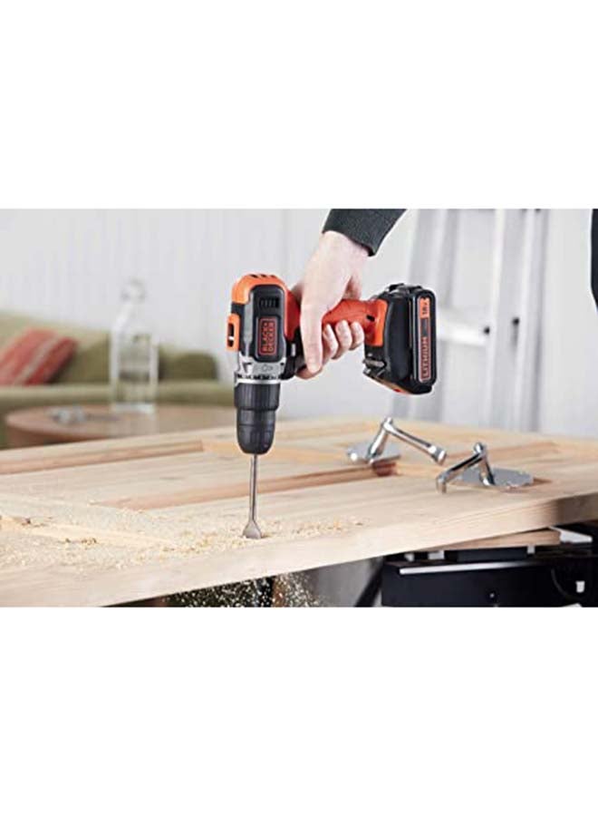BLACK+DECKER 18V Li-Ion Cordless Hammer Drill Kit with 160 Accessories in Kitbox, 2 x 1.5Ah Batteries, Orange/Black - BCD003BAST-GB, Black/Orange - Image 2