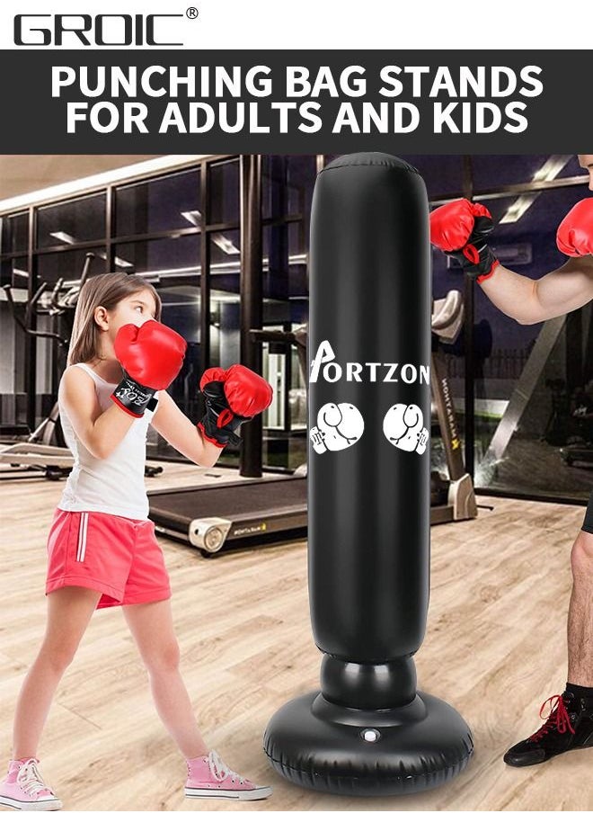 GROIC - Inflatable Punching Bag For Kids, 63 Inch Inflatable Kids Punching Bag with Stand for Bounce-Back Bop Bag for Play, Boxing, Karate, Inflatable Toy Punching Bag Practice Kickboxing with pump - Image 1