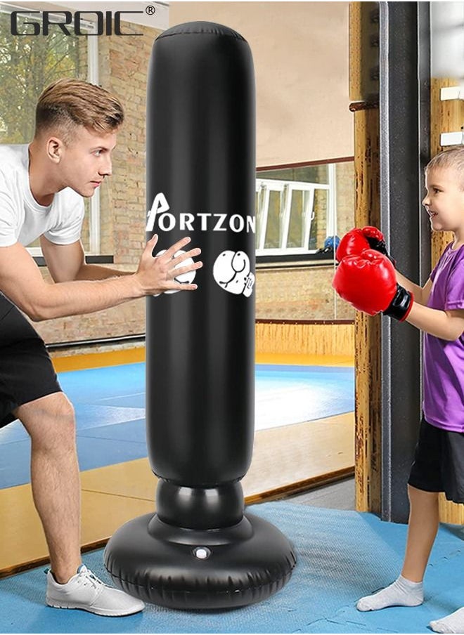 GROIC - Inflatable Punching Bag For Kids, 63 Inch Inflatable Kids Punching Bag with Stand for Bounce-Back Bop Bag for Play, Boxing, Karate, Inflatable Toy Punching Bag Practice Kickboxing with pump - Image 1