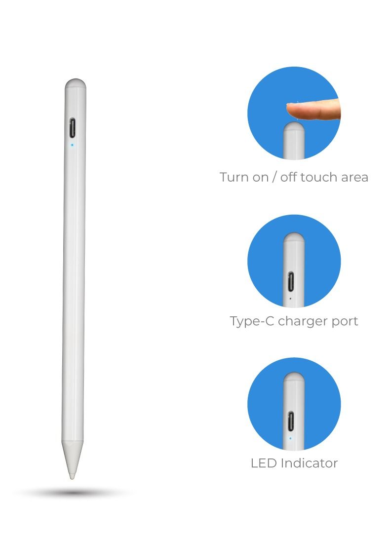 blupebble Sketch Pro Magnetic Stylus Pencil for iPad | Aluminum Body, Palm Rejection, Tilt Sensitivity & Fast Charging | Compatible with Apple iPad Pro/Air/Mini (2018 & Later) - Image 3