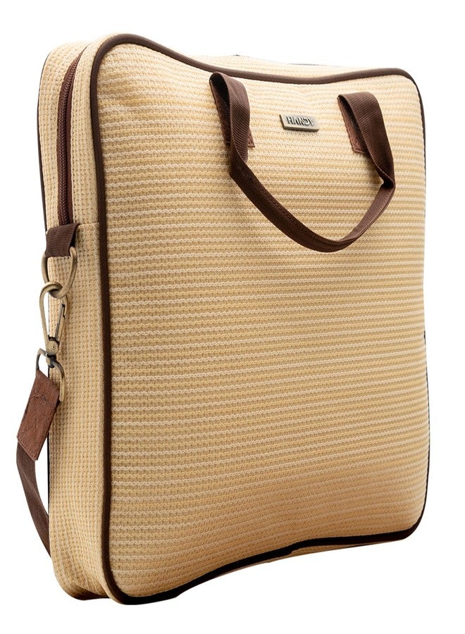 Handy Sleek Messenger Laptop Bag with Multiple Organisers | 15.6 Inch Laptop Office Bag for Men & Women | Handbags with Shoulder Straps | Business Briefcase Crossbody Bags (Beige Cream, 16x12x2.5) - Image 2