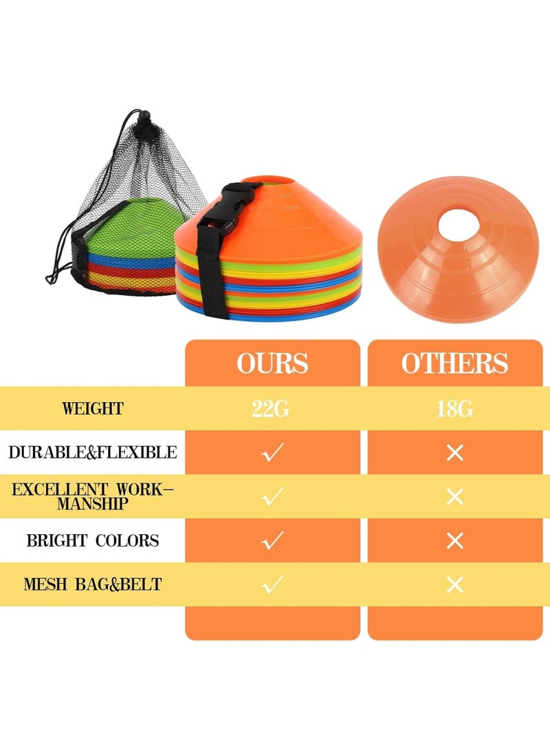 SYOSI Soccer Training Cones, Agility Marker Cones with Mesh Bag and Strap, Durable Sports Cones for Football Basketball Running Drills and Speed Training, Indoor Outdoor Practice Equipment, 25 Pack - Image 5