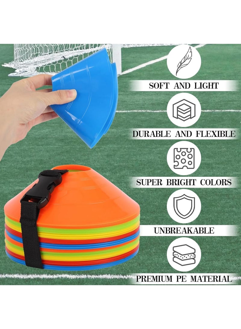 SYOSI Soccer Training Cones, Agility Marker Cones with Mesh Bag and Strap, Durable Sports Cones for Football Basketball Running Drills and Speed Training, Indoor Outdoor Practice Equipment, 25 Pack - Image 3