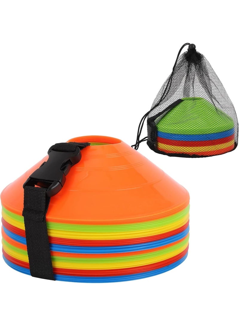 SYOSI Soccer Training Cones, Agility Marker Cones with Mesh Bag and Strap, Durable Sports Cones for Football Basketball Running Drills and Speed Training, Indoor Outdoor Practice Equipment, 25 Pack - Image 1
