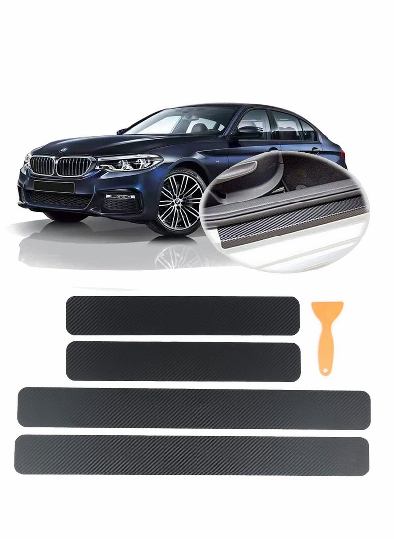 Generic Car Door Stickers, Universal Sill Welcome Pedal Anti Scratch 3D Carbon Fiber Vinyl Wrap Tape Film, Threshold Anti-Scratch Sticker Edge Protection 8PCS  - Image 1