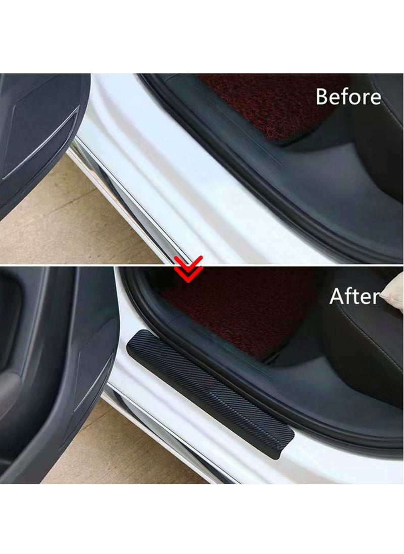 Generic Car Door Stickers, Universal Sill Welcome Pedal Anti Scratch 3D Carbon Fiber Vinyl Wrap Tape Film, Threshold Anti-Scratch Sticker Edge Protection 8PCS  - Image 3