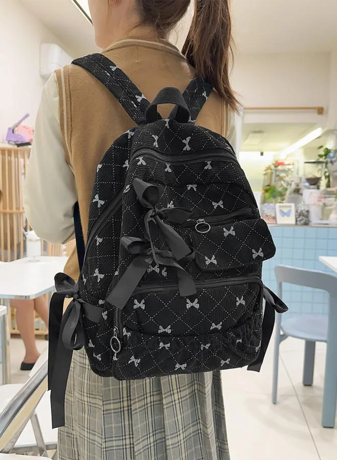 Take Two Bow Print Zip Closure Backpack