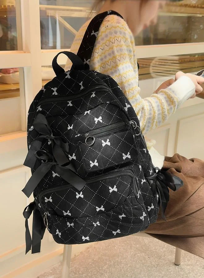 Take Two Bow Print Zip Closure Backpack