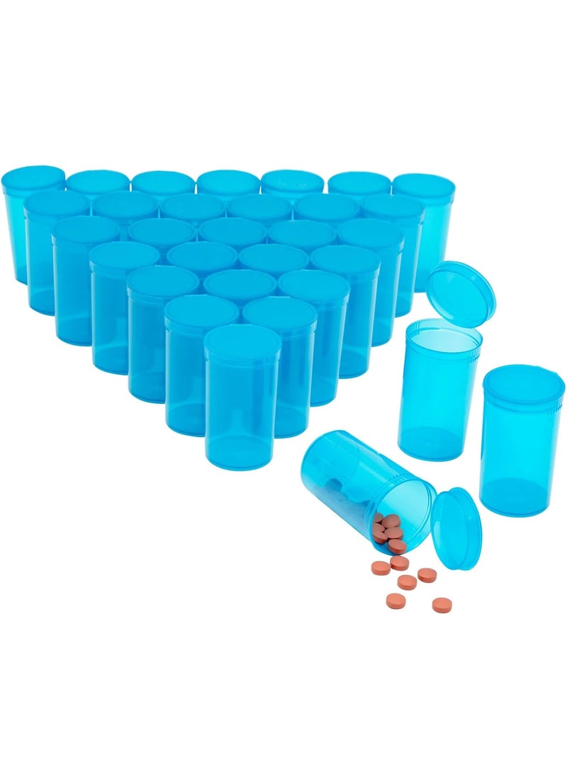Juvale - 30 Pack Empty Pill Bottles with Pop Top Caps, 19 Dram Prescription Medicine Containers (Blue) - Image 1