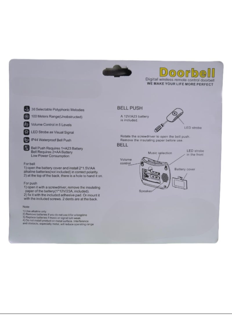 ROSARIO Rosario Digital wireless remote control doorbell office bell factory bell calling bell 100 meters RangeUnobstructed Black  - Image 4
